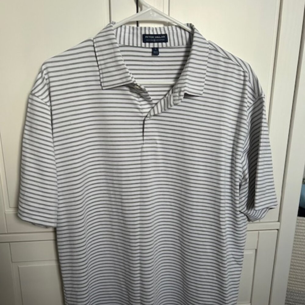 Men's Peter Millar Crown Crafted Performance Polo - Gale Grey Size Large